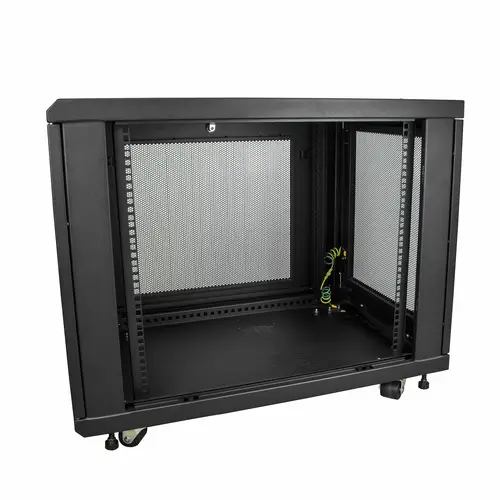 Armario Rack para Servidores 12U 19" 4 Columnas - Rack de Servidores con Cerradura y Seguro - Rack con Ruedas y Carriles de Montaje Ajustables para Equipo de Red - Imagen 5