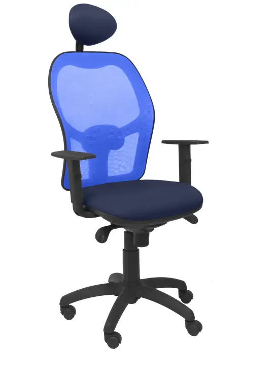 Silla Jorquera malla azul asiento bali azul marino con cabecero fijo