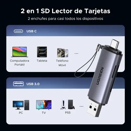 50706 lector de tarjeta USB/Micro-USB Plata - Imagen 4