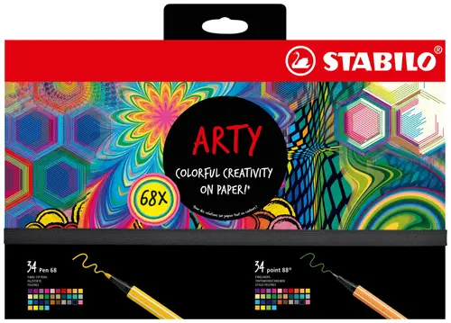 ARTY Creative Set rotulador Medio Azul, Coloretes, Carmín, Verde, Gris, Caqui, Lila, Cal, Ocre, Naranja, Púrpura, Turquesa, Violeta, Amarillo - Imagen 2