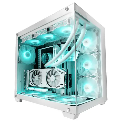 MCV4 Blanco, Torre Gaming Custom XXL E-ATX, Ventana Cristal Templado Lateral y Frontal Sin Marco, Estructura Modular Doble Cámara - Imagen 3