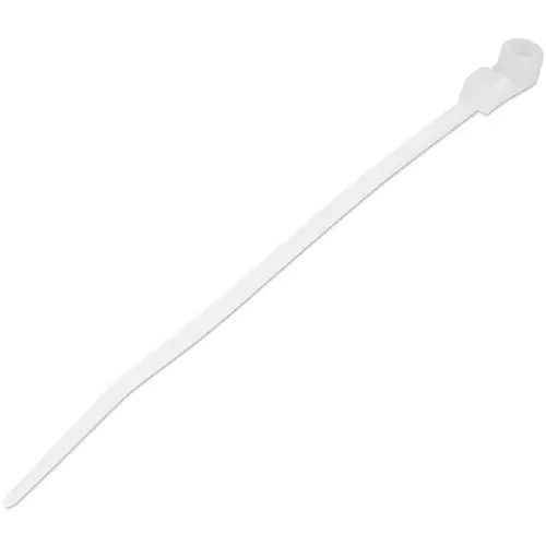 Bridas sujetacables de 10cm con perforación de montaje - 2 mm de ancho, para grupo de cables de 22 mm, soportan 8 kg de tensión, de Nylon 66, UL, paquete de 100 - Imagen 1