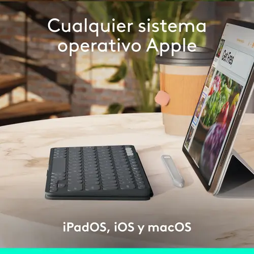 Keys-To-Go 2, teclado inalámbrico portátil para iPad con tapa integrada, estilizado y compacto, para iPad, iPhone, Mac y Apple TV, para alternar fácilmente entre dispositivos, Grafite - Imagen 5
