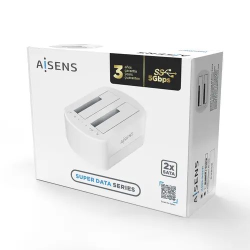 Estacion de Docking de Doble Bahia ASDS-D02W SATA 2.5/3.5 a USB 3.0/3.1 Gen1, Clone, Blanca - Imagen 5