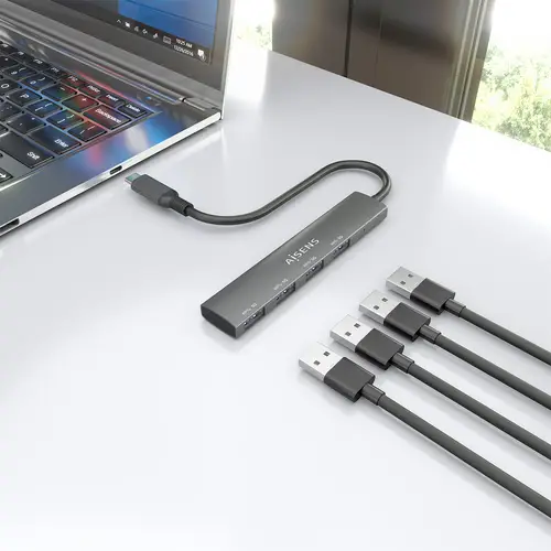 Hub USB 3.1 USB-C, USB-C/M-4x Tipo A/H, Gris, 15cm - Imagen 6