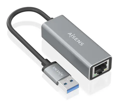 Conversor USB 3.0 a ethernet Gigabit 10/100/1000 Mbps, Gris, 15cm - Imagen 1