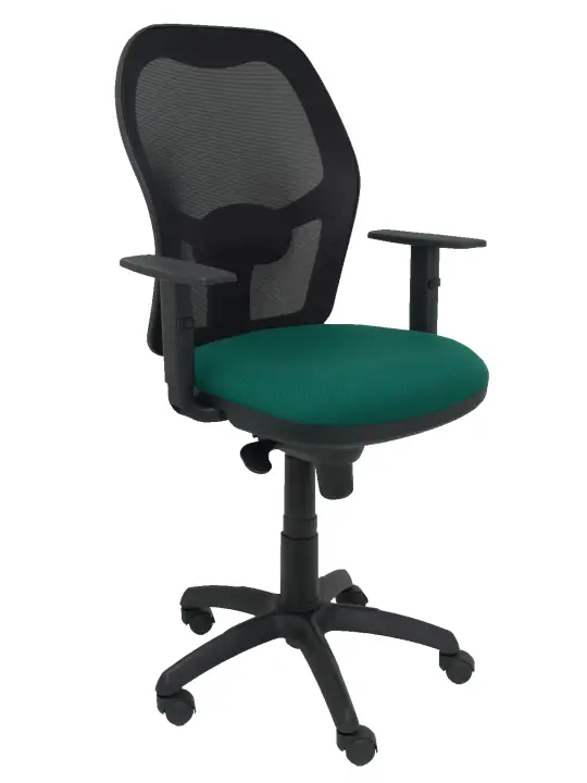 Silla Jorquera malla negra asiento bali verde