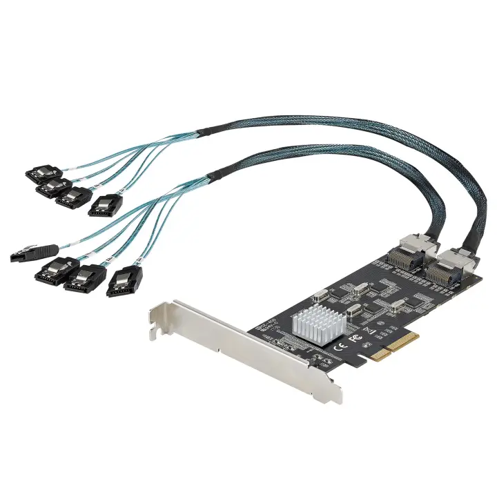 Tarjeta PCIe de 8 Puertos SATA - Tarjeta Adaptadora de Expansión PCI Express SATA con 4 Controladores de Host - Tarjeta Controladora PCIe SATA - SATA III