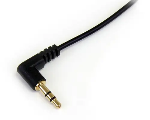 Cable Delgado de Audio Estéreo 3,5mm de 30cm Acodado con Ángulo Recto - Macho a Macho - Imagen 2