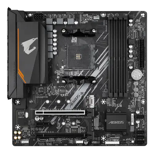 B550M AORUS ELITE Placa base - Procesadores AMD Ryzen 5000, VRM de 5+3 fases, hasta 4733 MHz DDR4, 1xPCIe 4.0 + 1xPCIe 3.0 M.2, LAN 1GbE, USB 3.2 Gen 1 - Imagen 2