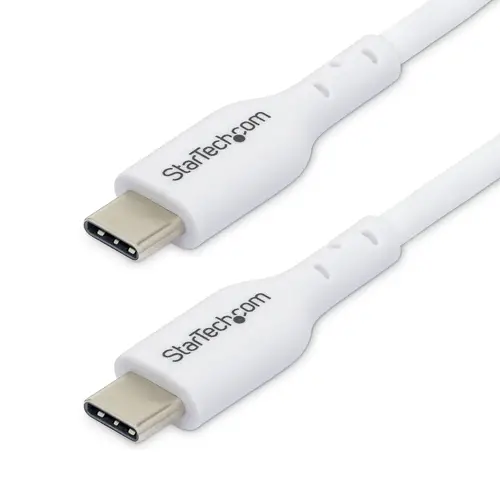 Cable de Carga USB-C de 3m - Cable de Carga USB Tipo C para Portátil - Cable USB para Tablet o Móvil - Entrega de Alimentación PD de 60W 3A - Cable de Datos - Macho a Macho - Blanco - Imagen 1