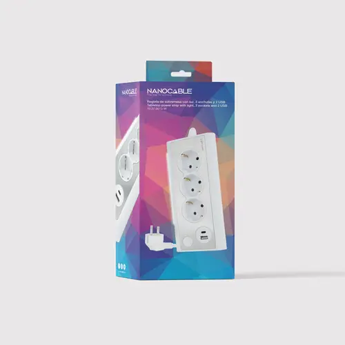Regleta de Sobremesa con 3 Tomas de Tierra y 2 USB´s con Luz, Blanco - Imagen 4