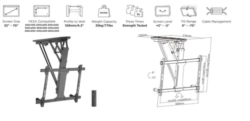 650329 Soporte de techo motorizado para TV de 32"-70 - Imagen 10