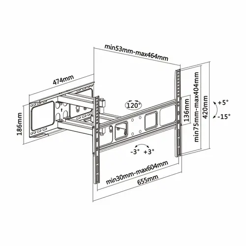 WT70TSLE-023 soporte para TV 177,8 cm (70") Negro - Imagen 6