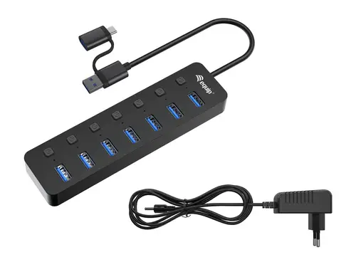 128965 hub de interfaz USB 3.2 Gen 1 (3.1 Gen 1) Type-A 5000 Mbit/s Negro - Imagen 2