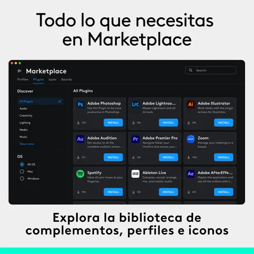 MX Creative Console, keypad programable con 9 teclas LCD personalizables y dial de control para diseño gráfico, edición de vídeo, fotografía, uso con Adobe, Zoom, Spotify, etc. Color Grafito - Imagen 8