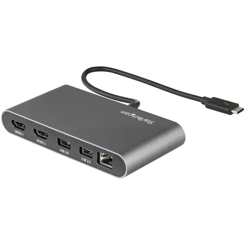 Mini Dock Thunderbolt 3 - Docking Station Portátil para 2 Monitores con HDMI 4K de 60Hz, 2x Hub USB-A (3.0/2.0), GbE - Cable de 28cm - Adaptador Multipuerto TB3 - Mac/Windows - Imagen 1