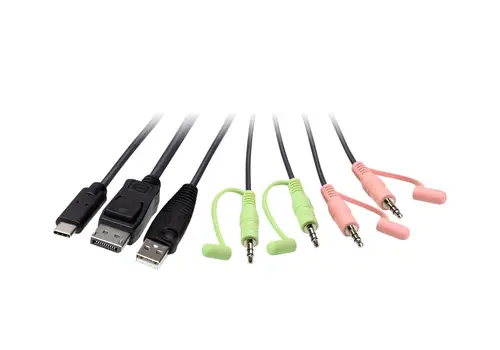 Switch KVM en formato cable híbrido DisplayPort de 2 puertos USB-C - Imagen 3