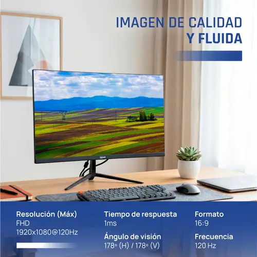 Monitor 24" 1ms FHD 120Hz VGA HDMI DP MM - Imagen 2