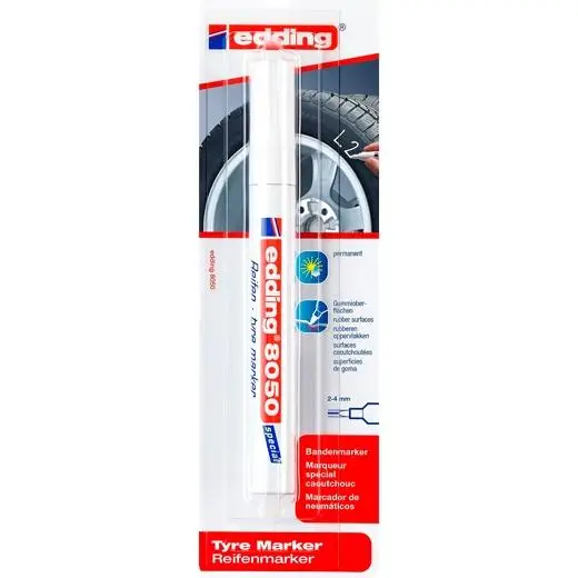 EDDING MARCADOR PERMANENTE PARA NEUMÁTICOS Y SUPERFICIES DE GOMA BLÍSTER BLANCO