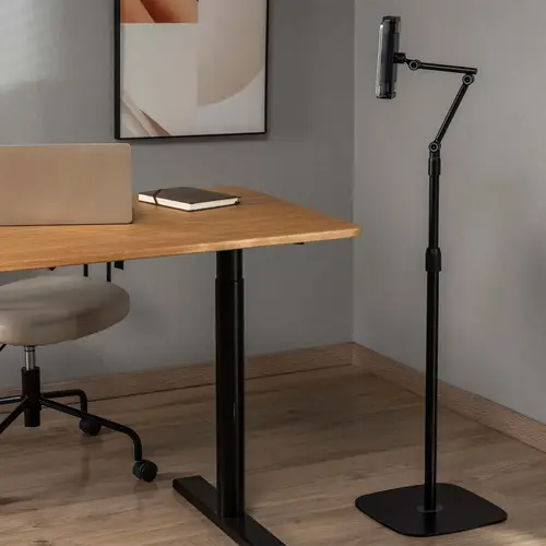 Soporte de suelo universal ajustable (3 pivotes) para tablet, Negro - Imagen 4