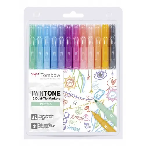 TwinTone Pastels marcador 12 pieza(s) Punta redonda/fina Negro, A..