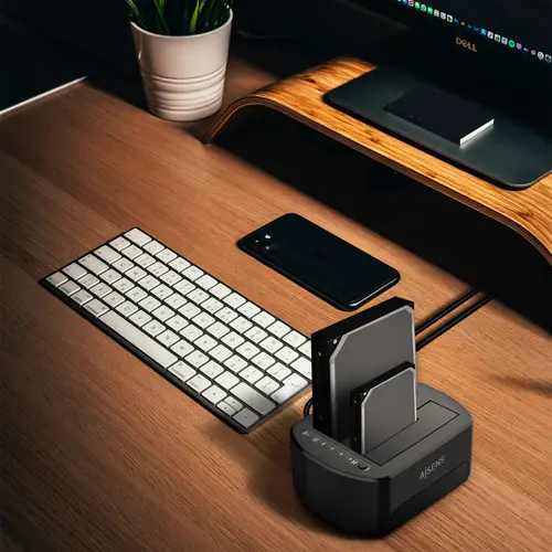 Estacion de Docking de Doble Bahia ASDS-D03B SATA 2.5/3.5 a USB 3.0/3.1 Gen1, Clone, Negra - Imagen 6