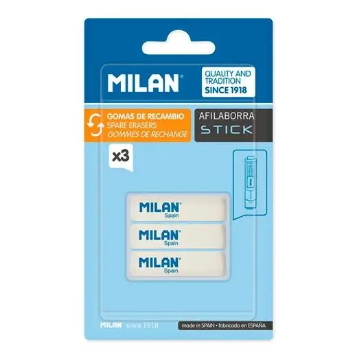MILAN GOMA DE RECAMBIO PARA AFILABORRA STICK BLÍSTER DE 3
