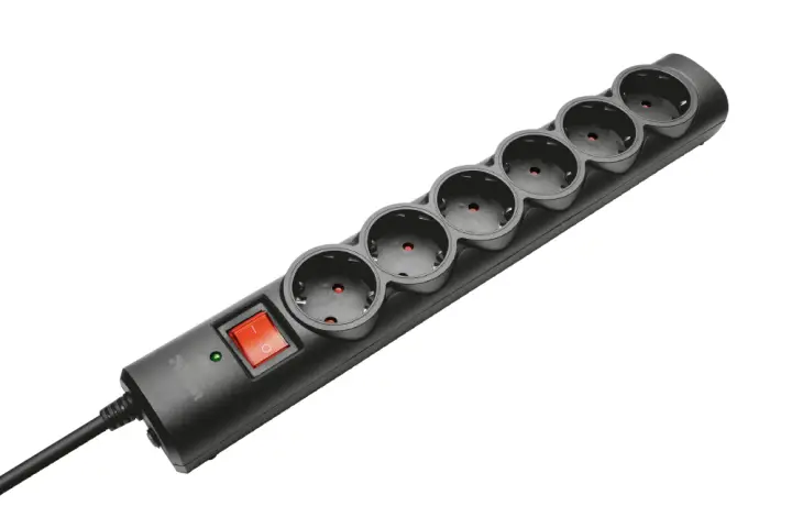21059 limitador de tensión Negro 6 salidas AC 1,8 m
