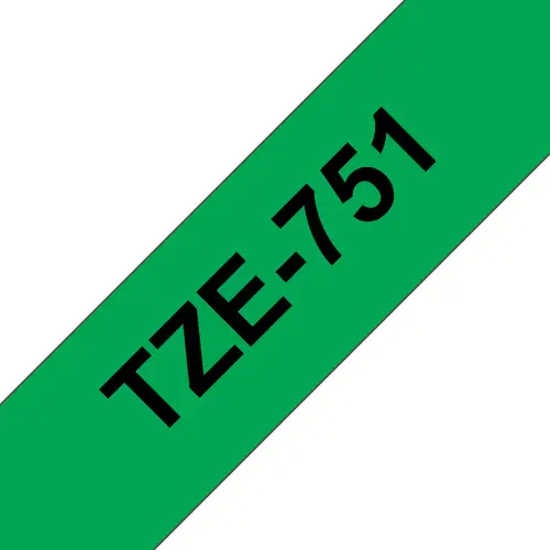 TZE-751 cinta para impresora de etiquetas Negro sobre verde - Imagen 1
