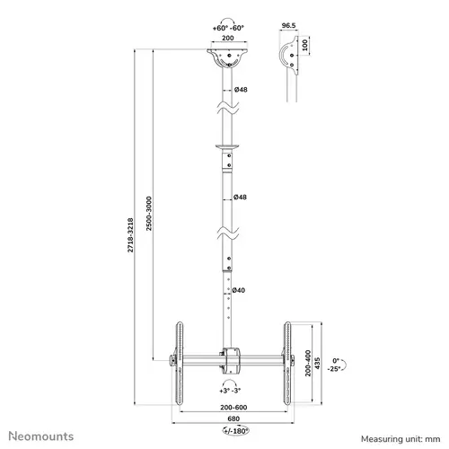 CL35-440BL16XL Soporte de techo para monitor/TV 37-70" - alt. 250-300 cm - Imagen 20
