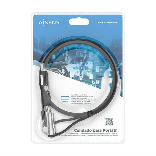 Cable de Seguridad tipo NANO con cerradura de llave para ordenador, monitor, portátil 1.5m - Imagen 7