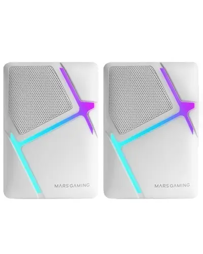 MS-H, Altavoces Gaming RGB Flow, Drivers Invertidos y Sonido 3D-Surround 10W, Altavoces Compactos con Caja de Control de Volumen, Conexión Universal Jack 3.5mm, Blanco - Imagen 1