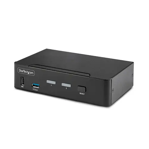 Switch Conmutador KVM DisplayPort de 2 Puertos - 8K60/4K144 - para Un Monitor - DP 1.4 - 2x USB 3.0 - 4x USB 2.0 HID - Conmutado por Botones y Teclas de Acceso Rápido - TAA - Imagen 1