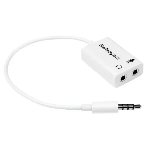 Adaptador de Auriculares con Micrófono Mini-Jack 3,5mm 4 pines a Conectores de Auriculares y de Micrófono - M a 2xH Blanco - Imagen 1