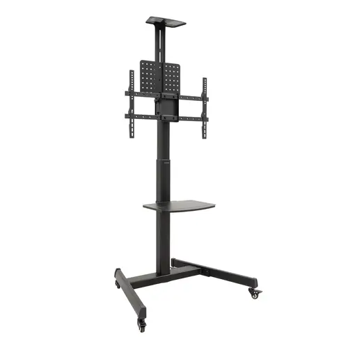 COMETA Soporte de Suelo con Ruedas con Regulación de Altura para Pantallas 37"- 70", Rotación 90°, Negro - Imagen 1