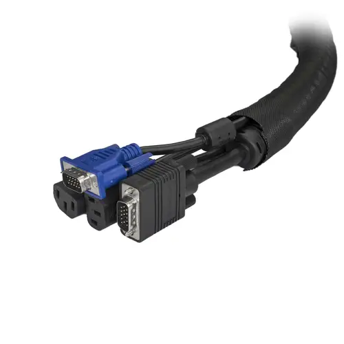 Manga de Gestión de Cables de 2m - Envoltura de Cable Flexible en Espiral - Maga Expandible 1,0-1,5" de Diámetro - Organizador/Protector/Corrector de Poliéster - Organizador de Cables Recortable Negro - Imagen 2