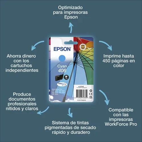Pack individual de tinta DURABrite Ultra cian 406 Paraguas - Imagen 1