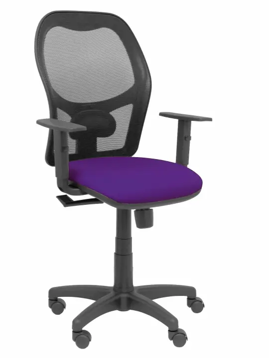 Silla Alocén malla negra asiento bali morado brazos regulables