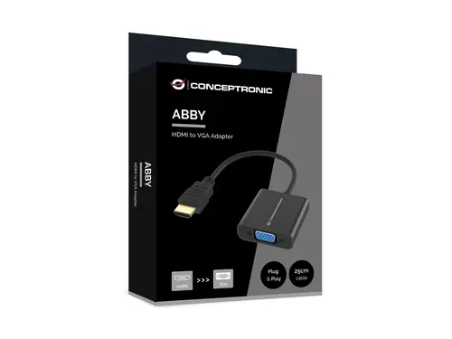 ABBY20B adaptador de cable de vídeo 0,25 m HDMI tipo A (Estándar) VGA (D-Sub) Negro - Imagen 4