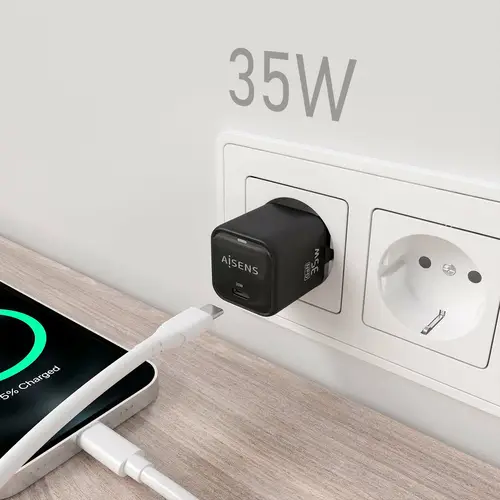 Cargador GaN 35W, 1xUSB-C PD3.0 QC4.0, Negro - Imagen 5