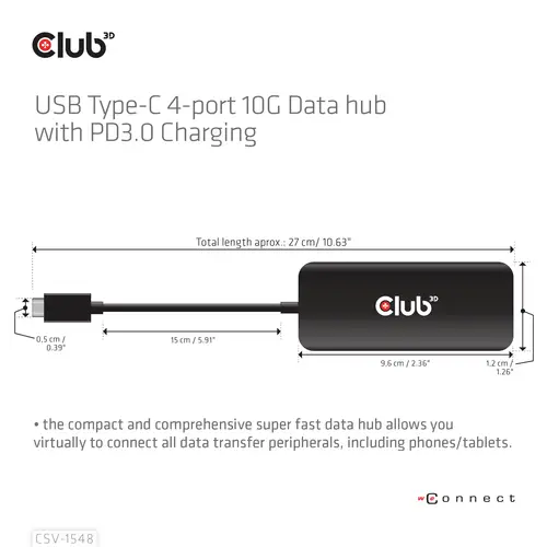 CSV-1548 hub de interfaz USB 3.2 Gen 1 (3.1 Gen 1) Type-C Negro - Imagen 4