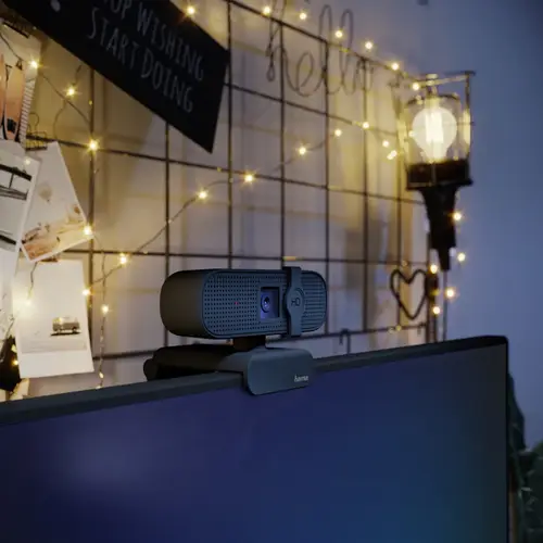 PC Webcam "C 400", calidad FULL HD, con micrófono y base para montar en pantalla, color negro. - Imagen 4