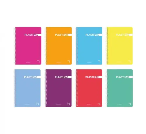 CUADERNO PLASTIPAC 90 GRS. TAPA POLIPROPILENO 4º 80 HOJAS MM CON MARGEN SURTIDO PACSA 16575