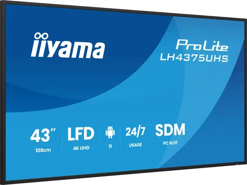 LH4375UHS-B2AG pantalla de señalización Pantalla plana para señalización digital 108 cm (42.5") LCD Wifi 500 cd / m² 4K Ultra HD Negro Procesador incorporado Android 11 24/7 - Imagen 3
