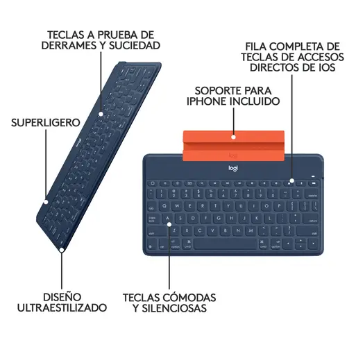 920-010044 teclado para móvil QWERTY Español Bluetooth Azul, Naranja - Imagen 12