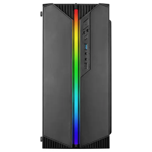 MC-S1 Negro, Caja PC Compacta Gaming Micro-ATX, Iluminación ARGB 12 Modos, Ventilador FRGB, Ventana Lateral Completa - Imagen 2