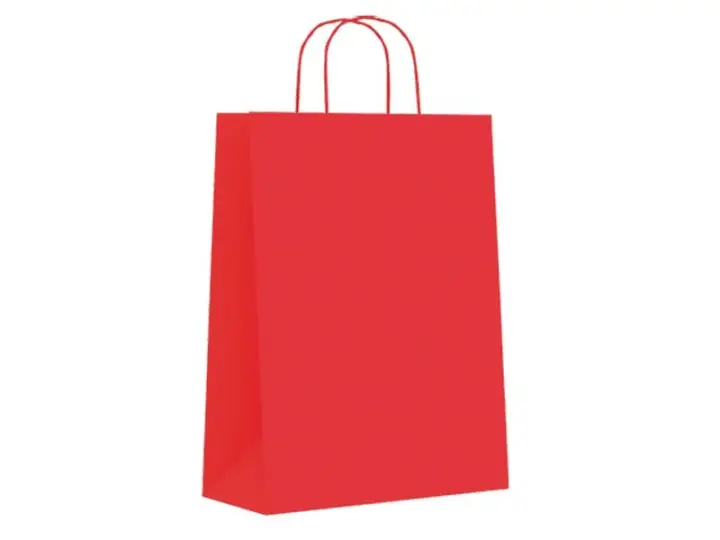 Paq.25 bolsas papel asa retorcida formato s 24+10x32cm 90gr rojo 02004025