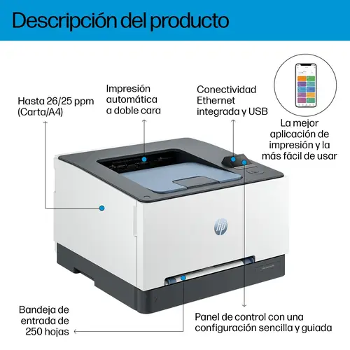 LaserJet Pro 3202dn Color Impresora, Solo Ethernet  A doble cara - Imagen 3