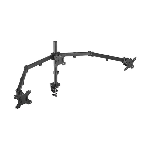 Soporte De Mesa Eco Giratorio E Inclinable Para 3 Monitores 7kg (3 Pivotes, 2 Brazos) De 13-27, Negro - Imagen 2
